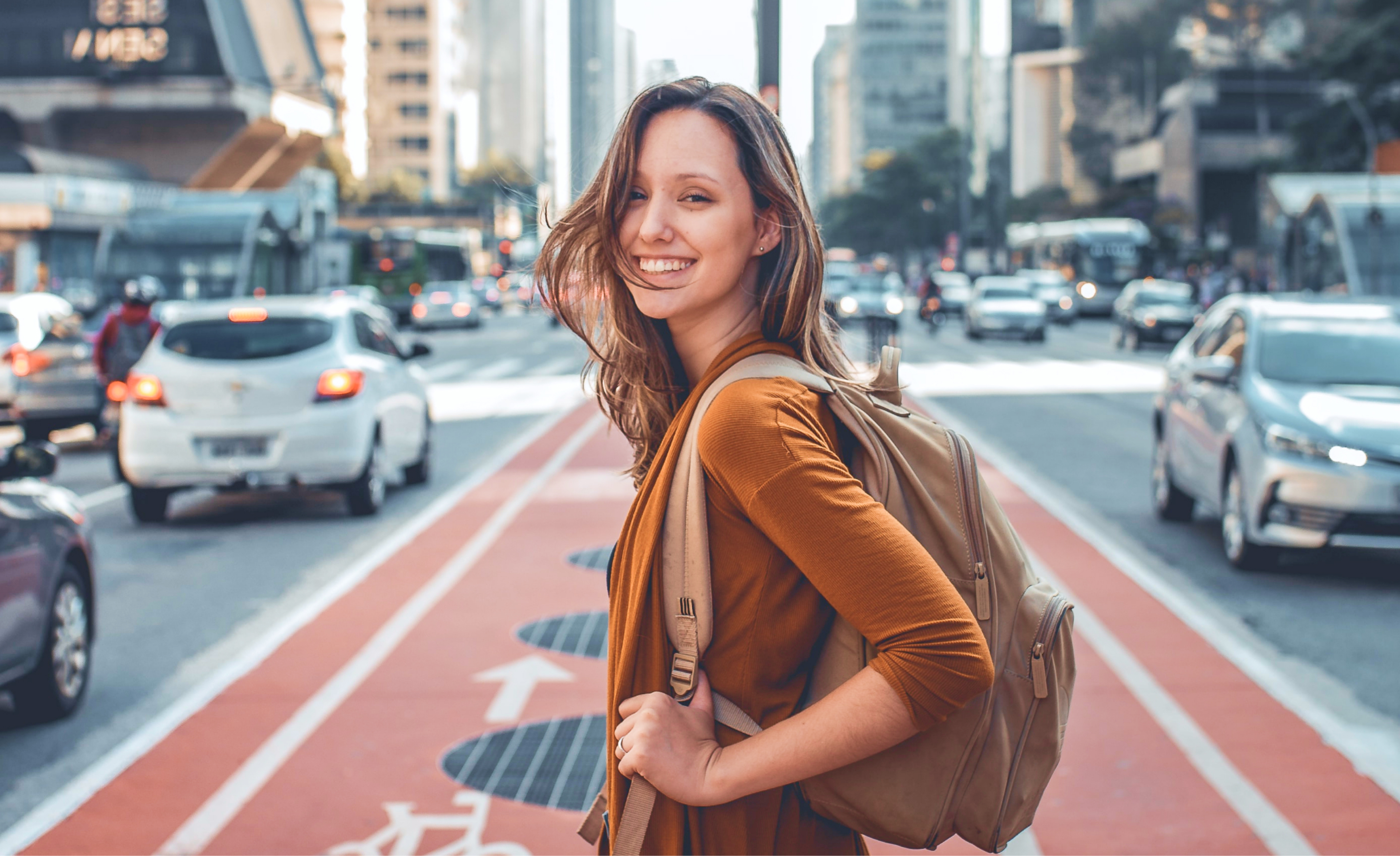 Woman safely walking